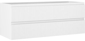 Mexen Rivel, kúpeľňová skrinka pod umývadlo 120 cm, 2 zásuvky, drážkovaná, biela matná, 91A20-12047-2-BFF01