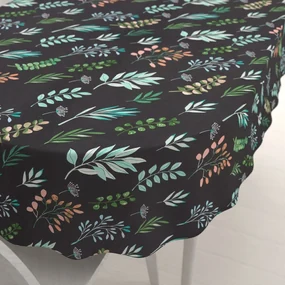 Biante Bavlnený oválny obrus Sandra SA-556 Vetvičky s lístkami na čiernom 80x120 cm