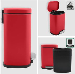 Červený nášľapný oceľový odpadkový kôš 5 l Akira – Spirella