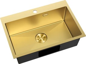 Mexen Solix, 1-komorový nerezový drez 650 x 450 mm, brúsená zlatá, 6403651000-55