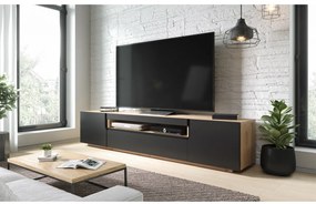 TV stolík Loftia 200 cm s otvorenou policou - dub artisan / čierny mat