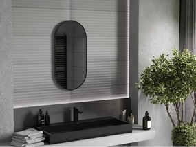 Mexen Loft oválne kúpeľňové zrkadlo 80 x 40 cm, čierny rám - 9851-080-040-000-70