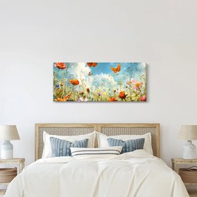 Obraz - Motýle na letnej lúke (120x50 cm)
