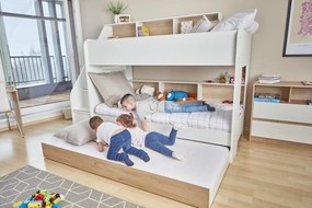 Poschodová posteľ pre tri deti s zásuvkou Bibliobed
