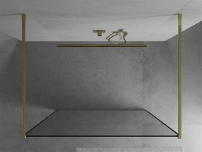 Mexen Kioto, priechodná sprchová zástena 110 x 200 cm, 8mm sklo číre/čierny vzor, złota- 800-110-002-50-70