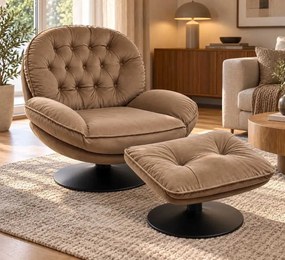 LuxuryForm DESIGN Otočné kreslo LUNA s podnožkou - latte