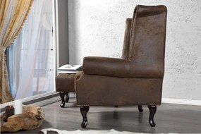 Invicta Interior -  Kreslo CHESTERFIELD 86 cm starožitná hnedá