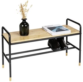 Čierna/prírodná kovová polička s lavicou Loft - Wenko