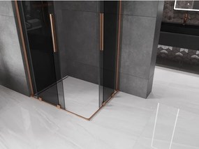Mexen Velar L Duo, sprchový kút s posuvnými dverami 100 x 90 cm, 8mm šedé sklo, medená matná, 871-100-090-02-43-65