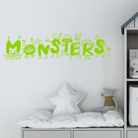 Veselá Stena Samolepka Monsters Farba: zelená, Veľkosť: 40 x 11 cm
