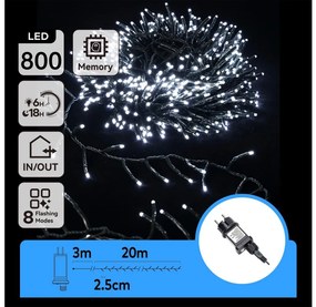Aigostar - LED Vonkajší vianočný reťaz 800xLED/8 funkcií 23m IP44 studená biela