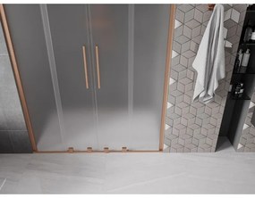 Mexen Velar Duo, posuvné sprchové dvere do otvoru 160 cm, 8mm sklo námraza, medená matná, 871-160-000-32-65