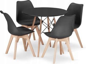Jedálenská zostava TODI 80cm okrúhly stolový set čierny a 2 stoličky MARK čierne + 2 stoličky MARK čierne ZADARMO