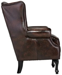 furniture-nabytek.cz - Kreslo ušák Chesterfield Pittsfield z pravej kože, hnedé – 89×79×104 cm