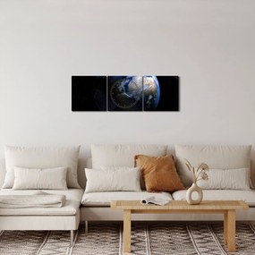 Obraz Zeme a Mesiaca (s hodinami) (90x30 cm)