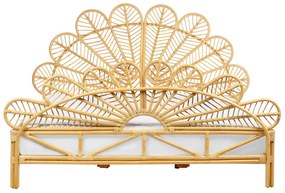 Ratanová pávia posteľ 180 x 200 cm svetlé drevo FLORENTINE Beliani