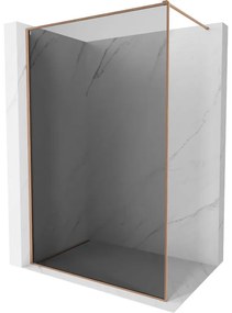 Mexen Kioto-F, sprchová zástena s rámom 110 x 202 cm, 8 mm šedé sklo, profil medená matná, 800-110-104-65-40