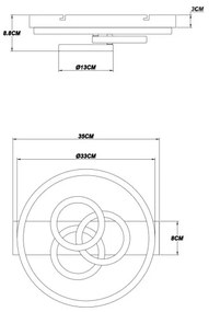 Globo 48040-40 - LED stmievateľné stropné svietidlo DARRYL I 40W/230V pr. 35x33 cm + diaľkové ovládanie