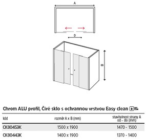 Mereo Mereo, Sprchové dvere, LIMA, štvordilene, zasúvacie, chróm ALU, sklo Číre, MER-CK80443K