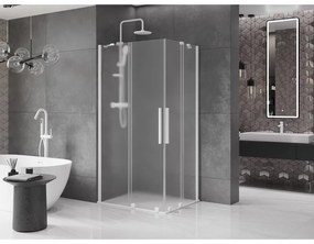 Mexen Velar Duo, sprchový kút s posuvnými dverami 90 x 80 cm, 8mm sklo námraza, biela matná, 871-090-080-32-20