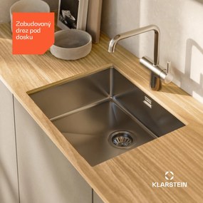 Klarstein TitanSteel Kuchynský drez 45 x 55 cm (DxŠ) s povrchom odolný voči hrdzi, poškriabaniu a teplu