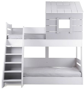 Poschodová posteľ so schodíkmi Boom - biela/šedá