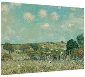 Sklenený obraz - Alfred Sisley,  Meadow, reprodukcia (70x50 cm)