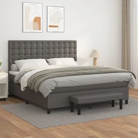 Boxspring posteľ s matracom sivá 160x200 cm umelá koža 3137675