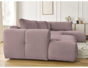 Ružová rozkladacia/s úložným priestorom rohová pohovka (pravý roh/do tvaru "U") Fuji – Bobochic Paris