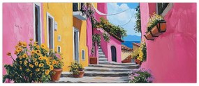 Obraz - Ružová ulička (120x50 cm)