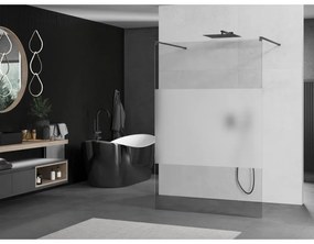 Mexen Kioto, sprchová zástena Walk-In 130 x 200 cm, 8mm číre sklo-námraza, grafitový profil, 800-130-002-95-35