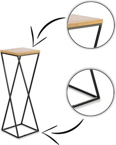 STOJAN NA KVETINÁČ LOFT7 70X24X24 CM ČIERNA/HNEDÁ