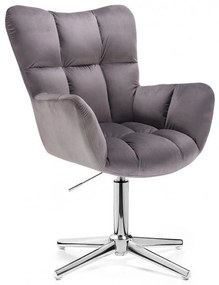 LuxuryForm DESIGN Otočné kreslo AURORA VELUR na striebornom kríži - tmavosivé