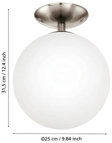 Bielo-sivé stropné svietidlo so skleneným tienidlom RONDO – EGLO