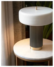 Bielo-zelená stolová lampa s kovovým tienidlom (výška 37,5 cm) Serenella - Kave Home