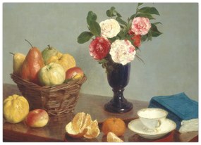 Sklenený obraz - Henri Fantin-Latour, Still  Life, reprodukcia (70x50 cm)