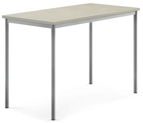 Stôl SONITUS, 1400x700x900 mm, linoleum - svetlošedá, strieborná