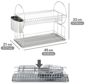 WENKO 2329100 - Odkvapávač riadu DUO 21x33 cm nerez/strieborná