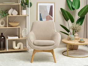 Relaxačné kreslo Merch (béžová + dub). Akcia -16%. Vlastná spoľahlivá doprava až k Vám domov. 1136107