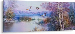 Obraz - Prichádza jeseň, olejomaľba (120x50 cm)