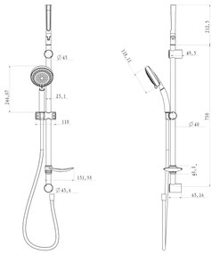 Aqualine - Sprchová sada TILA lesklý chróm