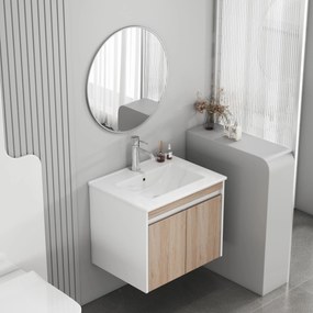 Závesná skrinka pod umývadlo Houseland Morvia 60 cm biela/dub