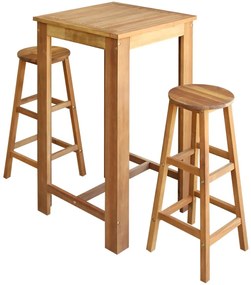 Súprava barového stola a stoličiek, 3 ks masívne akáciové drevo