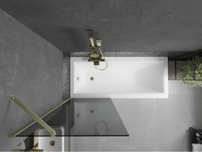 Mexen Next, 1-krídlová vaňová zástena 70 x 150 cm, 6mm šedé sklo, zlatá matná, 895-070-000-00-40-55