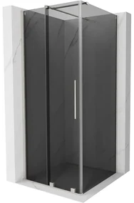Mexen Velar, sprchový kút s posuvnými dverami 110 x 110 cm, 8mm šedé sklo, brúsená oceľ, 871-110-110-41-97