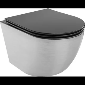 Mexen Lena WC misa Rimless s pomaly padajúcim sedátkom, duroplast, Čierna matná/Strieborná čiarový vzor - 30224073