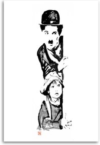 Gario Obraz na plátne Charlie Chaplin a dieťa - Péchane Rozmery: 40 x 60 cm