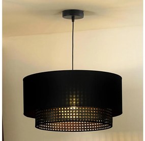 Duolla - Luster na lanku BOHO RATTAN 1xE27/15W/230V pr. 45 cm čierna