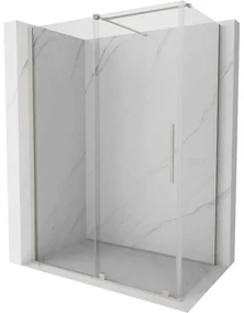 Mexen Velar, sprchový kút s posuvnými dverami 160 x 80 cm, 8mm číre sklo, brúsená oceľ, 871-160-080-01-97