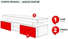 TV skrinka Lesteralo 2D 190 (čierna + lesk čierny) (s modrým LED osvetlením). Vlastná spoľahlivá doprava až k Vám domov. 1106178